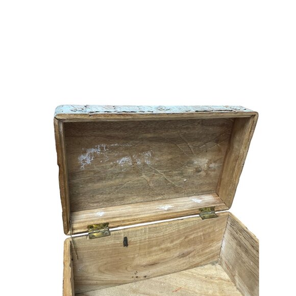 Vintage Hand Carved Wooden Storage Box Medieval Folk Art Design size 11.5"x7.5" - Picture 5 of 16
